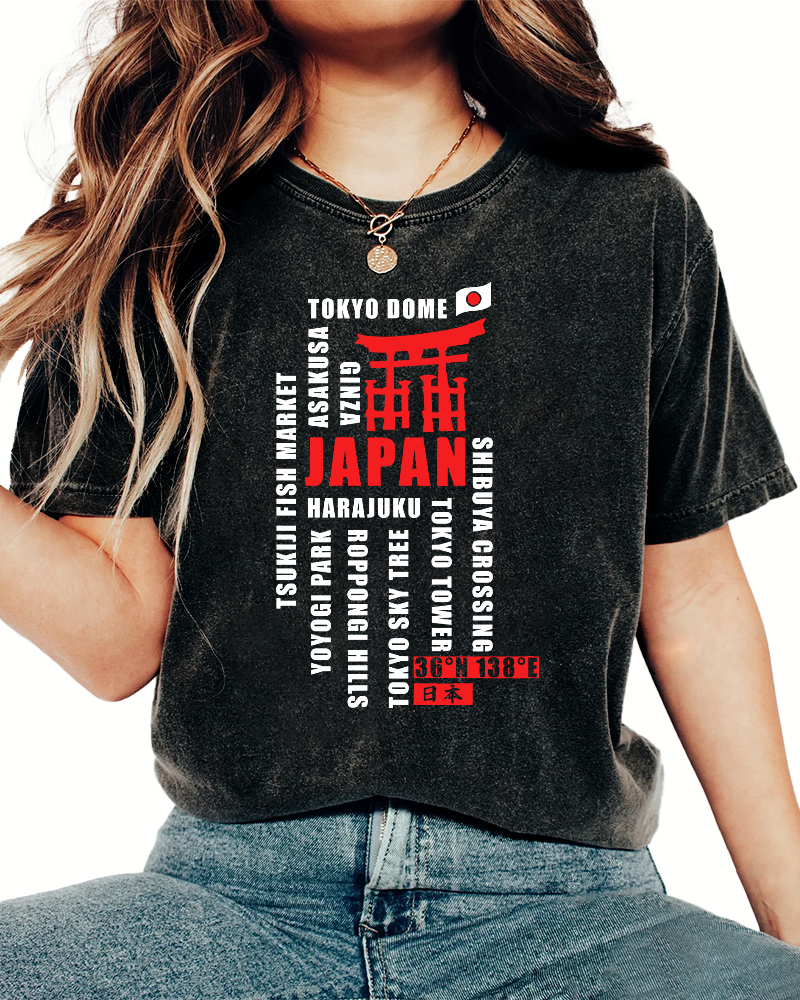 Tokyo, Japan Vintage Washed T-shirt-Zazasy