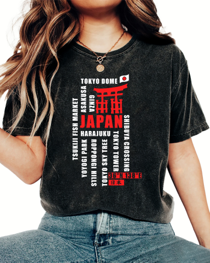 Tokyo, Japan Vintage Washed T-shirt-Zazasy