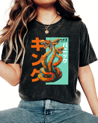 Queen Hydra Monster Vintage Washed T-shirt-Zazasy