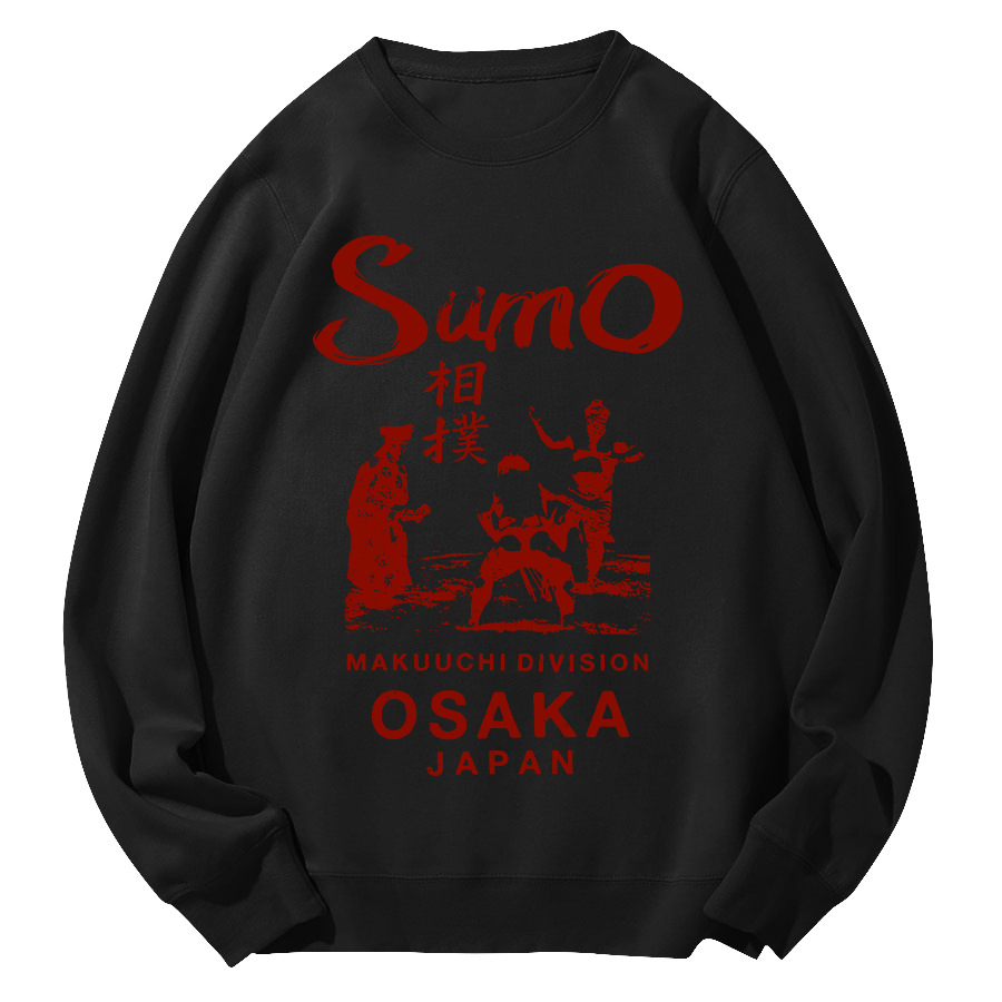Sumo Wrestling in Japan Round Neck Sweatshirt-Zazasy