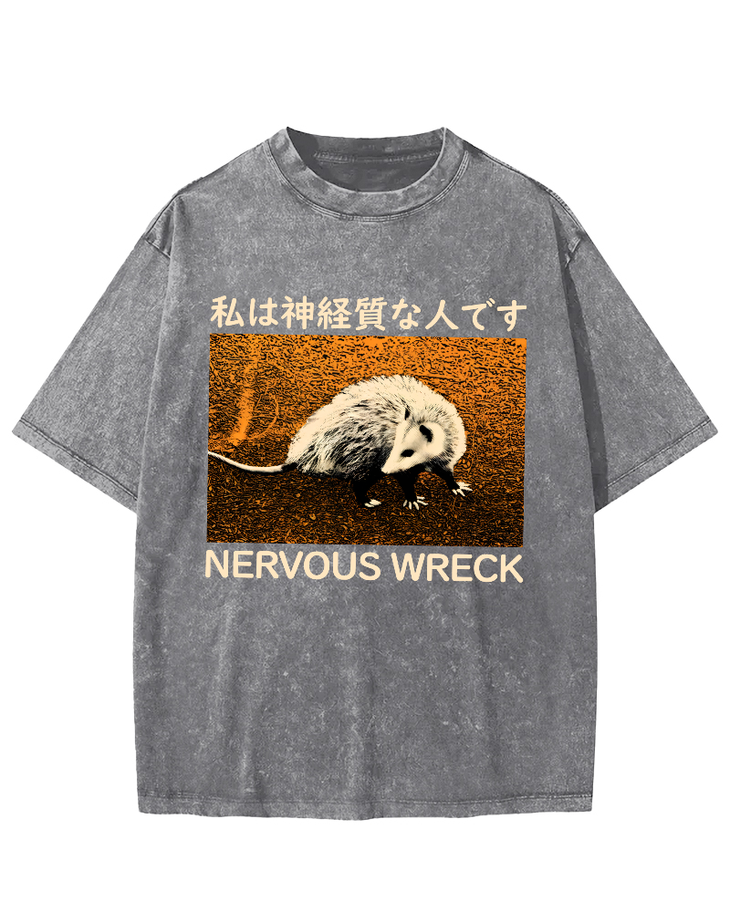 Nervous Wreck The Japanese Style Opossum Vintage Distressed T-shirt-Zazasy