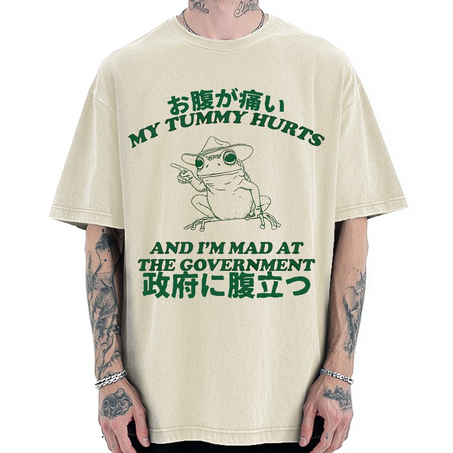 Mad at the government Frog Vintage Washed T-shirt
