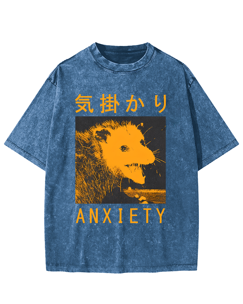 Anxiety Possum Japanese  Vintage Distressed T-shirt-Zazasy