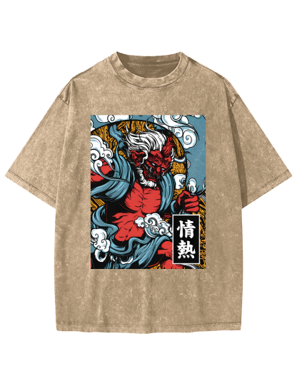 Passionate Japanese Text Vintage Distressed T-shirt-Zazasy