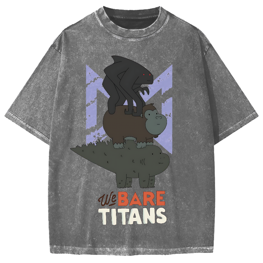 We Bare Titans Cute Monsters Japanese Vintage Washed T-shirt