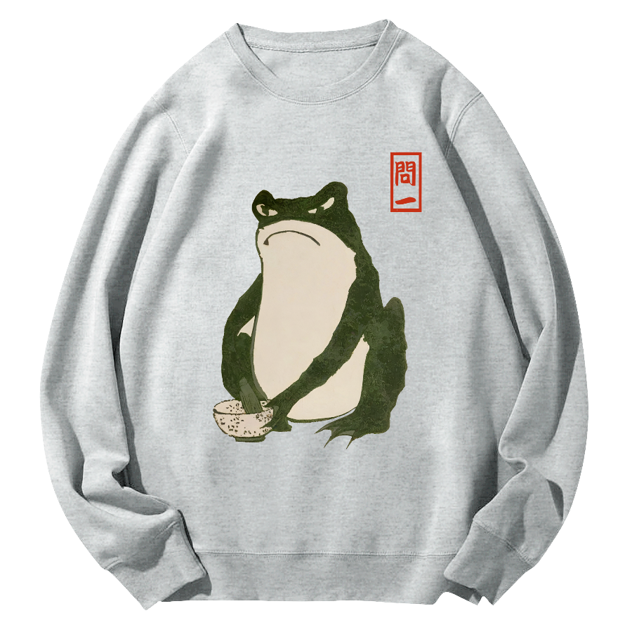 Ask a Japanese frog Round Neck Sweatshirt-Zazasy