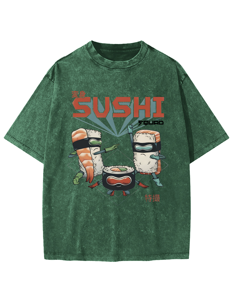 Tokyo Sushi Vintage Washed T-shirt-Zazasy