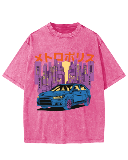 Tokyo Metropolitan Japanese Steam Wave Aesthetic Anime Vintage Washed T-shirt