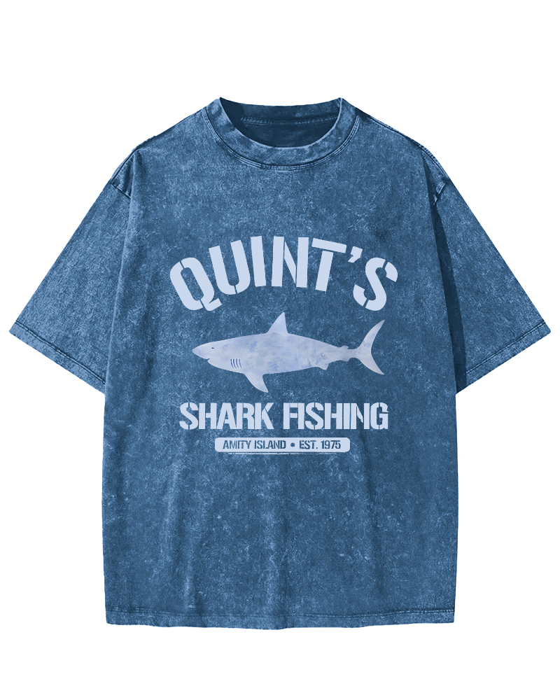 Quint's Shark Fishing Jaws Retro Vintage Distressed T-shirt-Zazasy