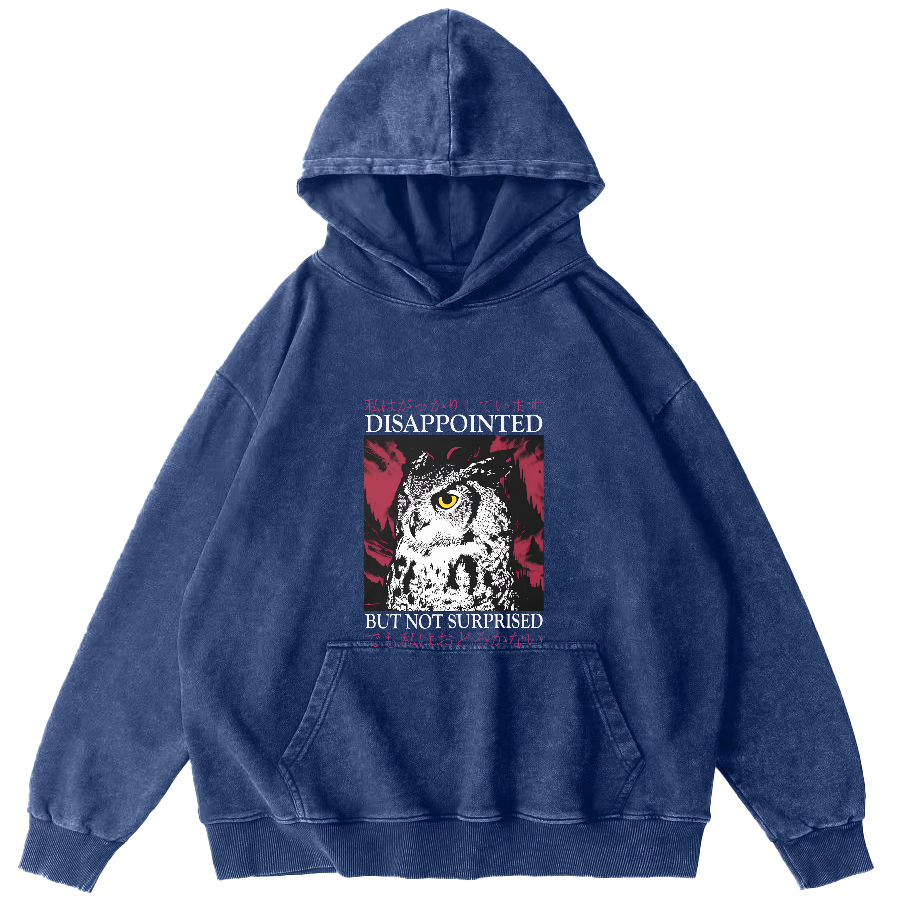 Japanese Owl Pattern Vintage Distressed Hoodie-Zazasy