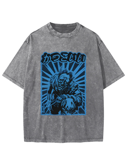 Monster Pattern Japanese Style Vintage Distressed T-shirt-Zazasy