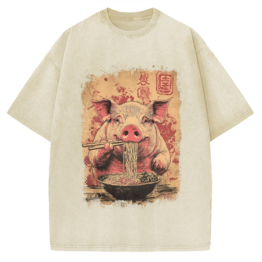 Ramen Piggy Vintage Washed T-shirt