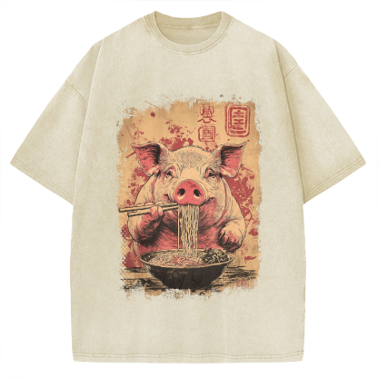 Ramen Piggy Vintage Washed T-shirt