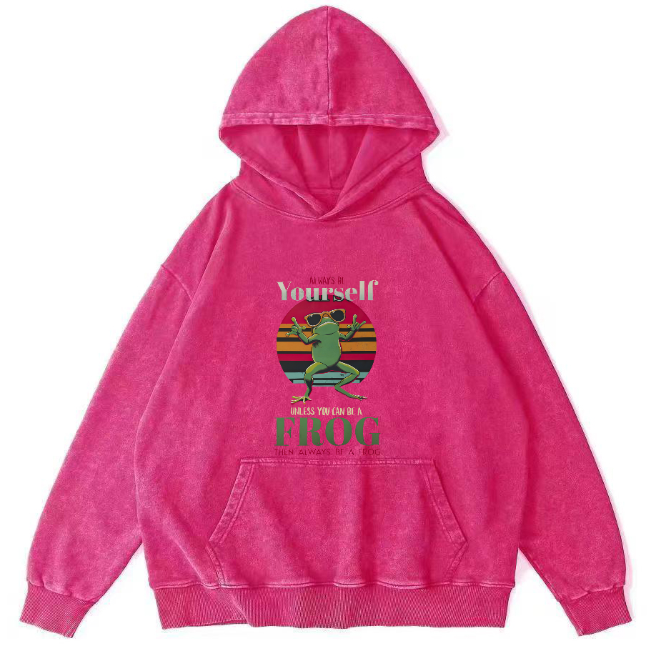 Personalized Frog Pattern Vintage Distressed Hoodie-Zazasy