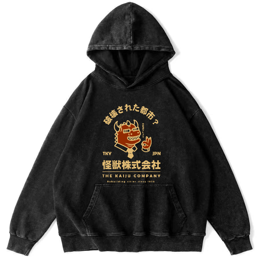 Monsters in Society Vintage Washed Hoodie-Zazasy