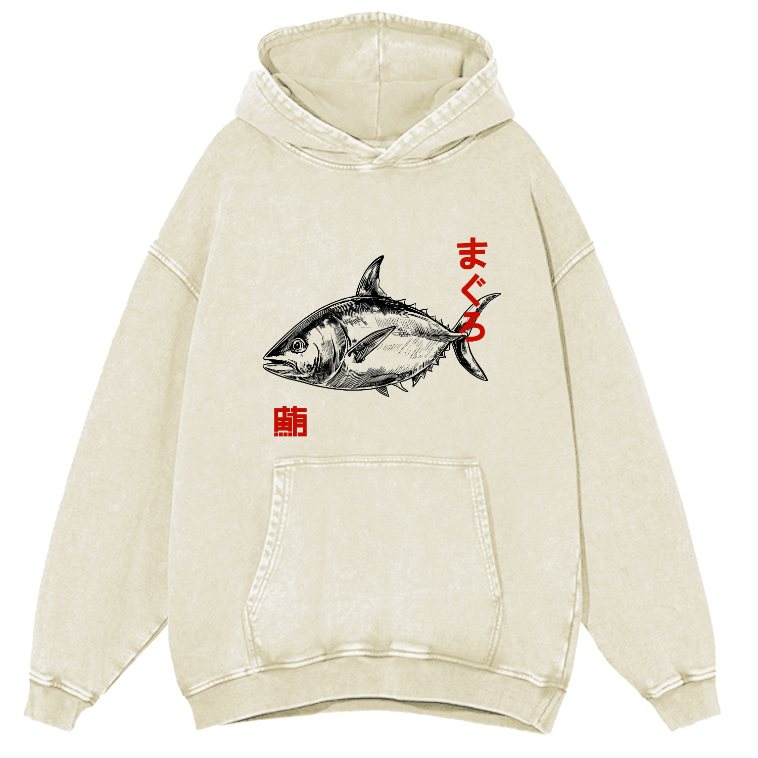 Japanese Tuna Pattern Vintage Distressed Hoodie-Zazasy