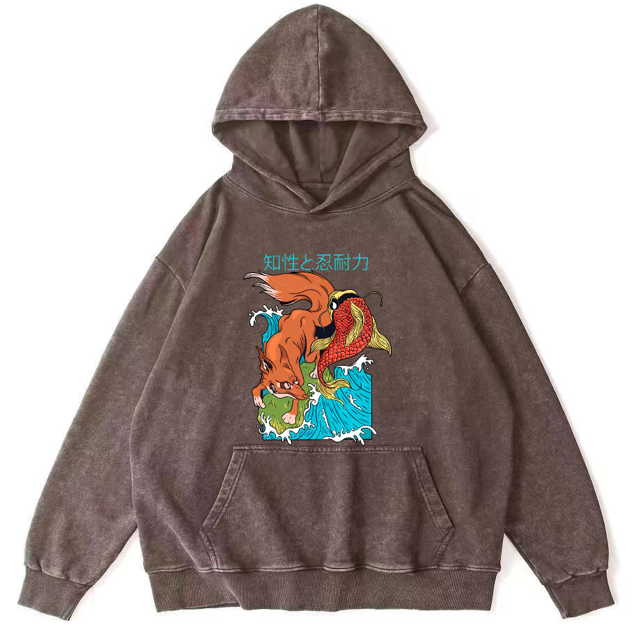 Intellectual Endurance Vintage Distressed Hoodie-Zazasy