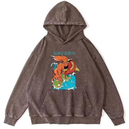 Intellectual Endurance Vintage Distressed Hoodie-Zazasy