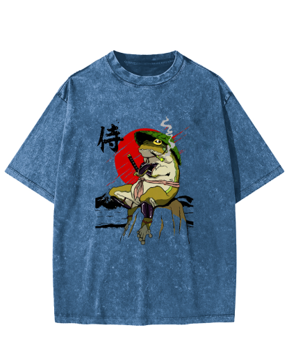 Frog Guard Japanese Style Vintage Distressed T-shirt-Zazasy