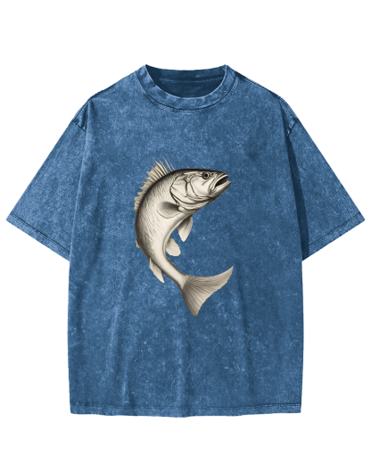 Sea Fsh Pattern Vintage Distressed T-shirt-Zazasy