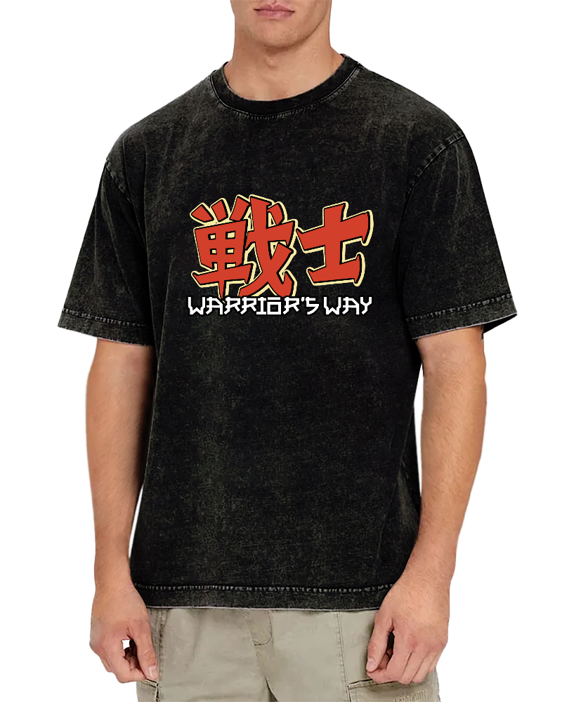 Japanese Warrior Font Vintage Distressed T-shirt-Zazasy