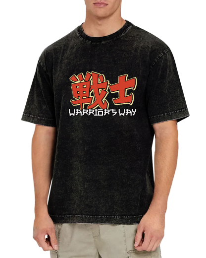 Japanese Warrior Font Vintage Distressed T-shirt-Zazasy