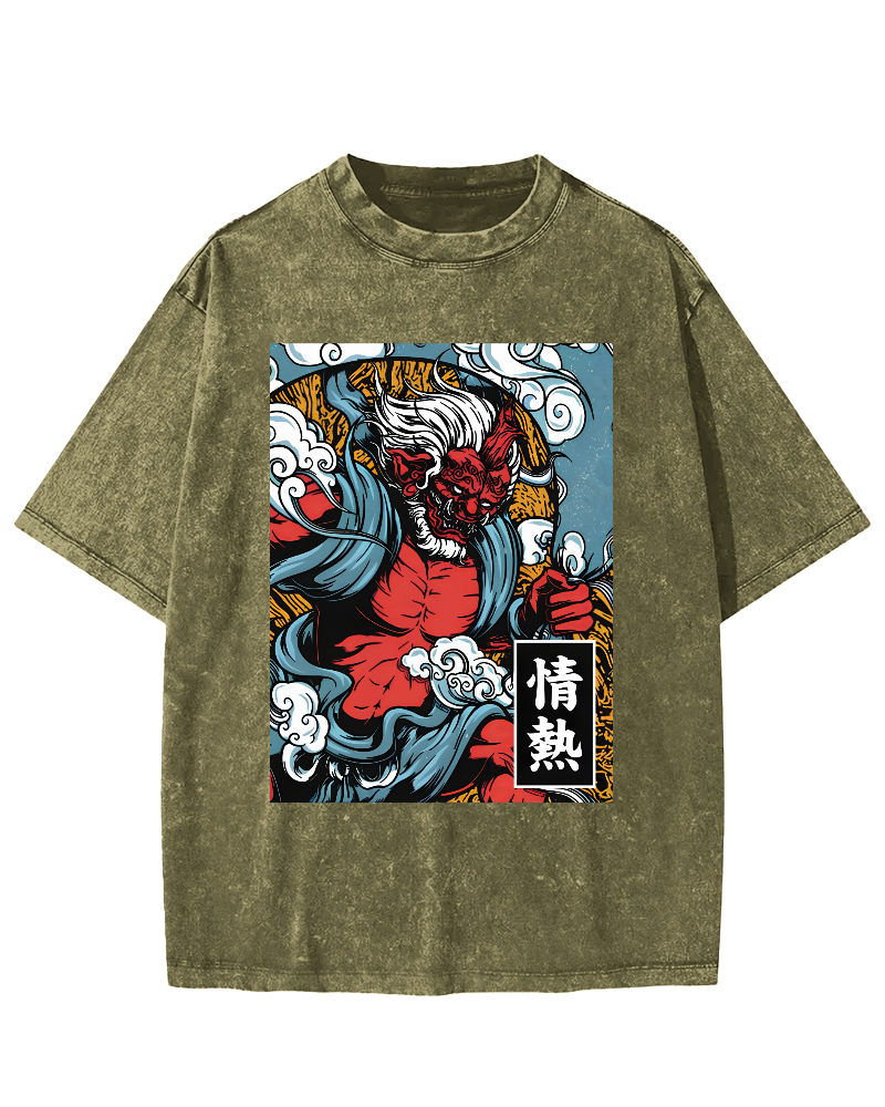 Passionate Japanese Text Vintage Distressed T-shirt-Zazasy