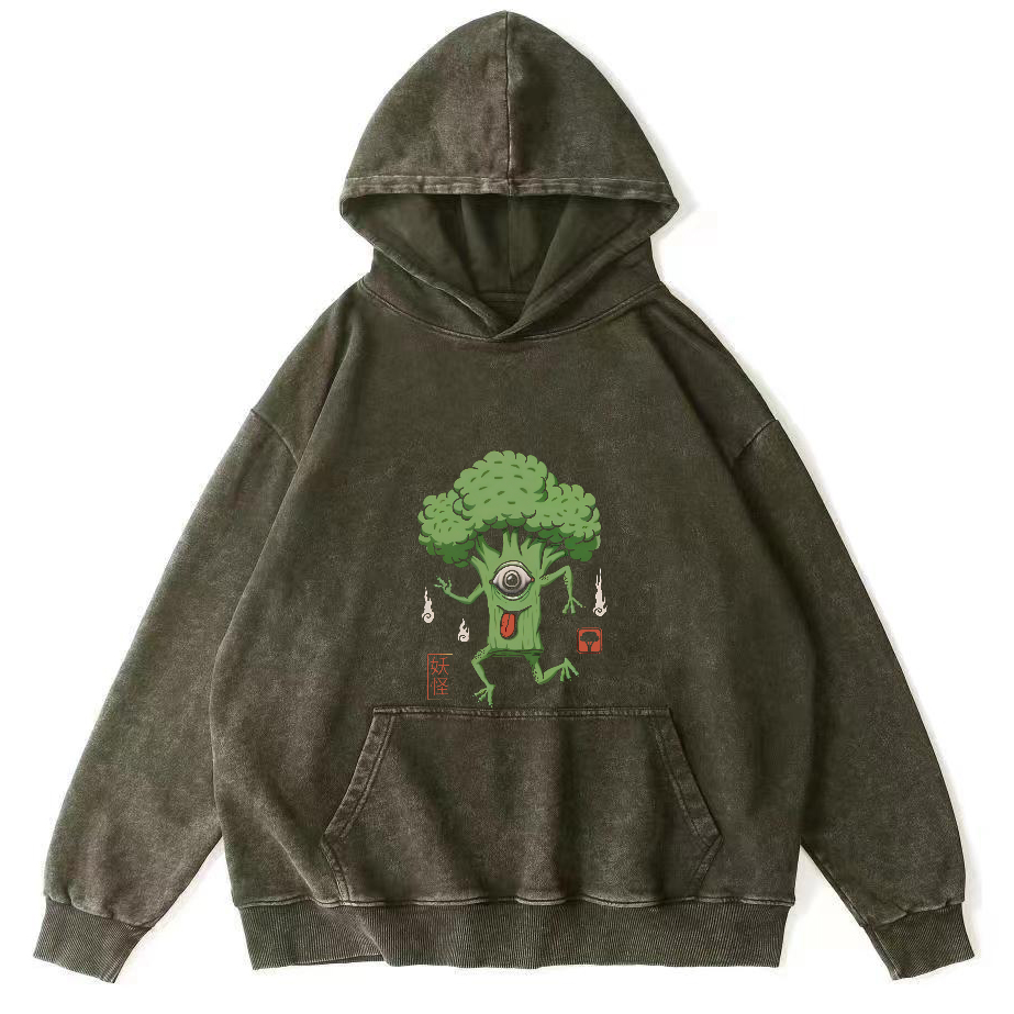 Cute Vegetable Head Pattern Japanese Style Vintage Distressed Hoodie-Zazasy