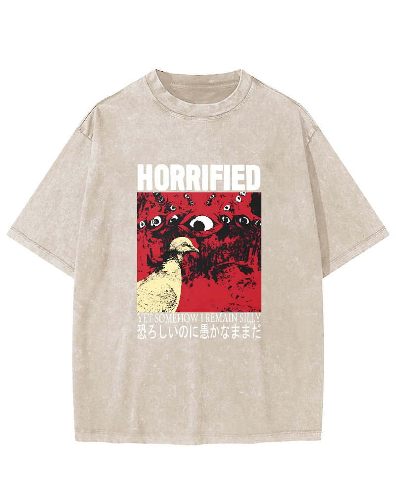 Abstract Pigeon Pattern Japanese Style Vintage Distressed T-shirt-Zazasy