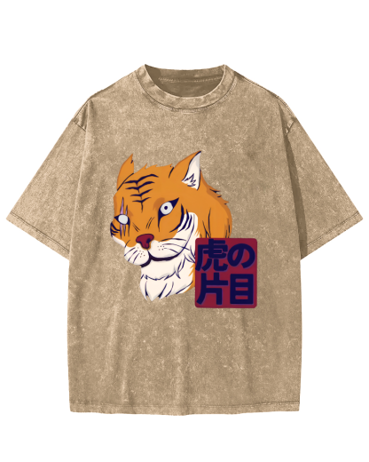Japanese Tiger Vintage Washed T-shirt-Zazasy