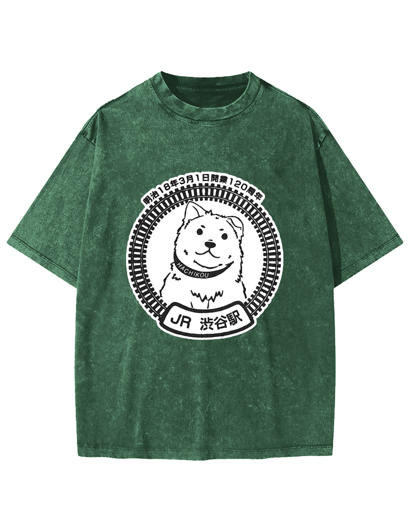 Shibuya Station-Hachikou Vintage Washed T-shirt