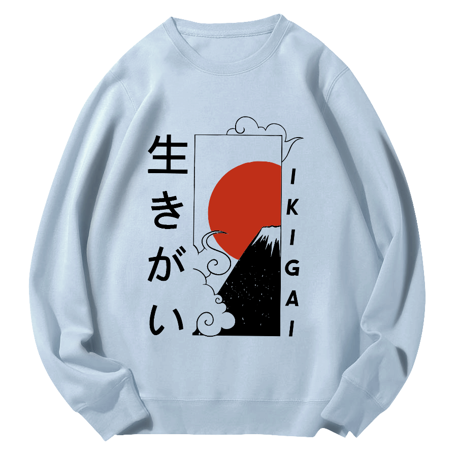 Ukiyo-e Sunrise Round Neck Sweatshirt-Zazasy
