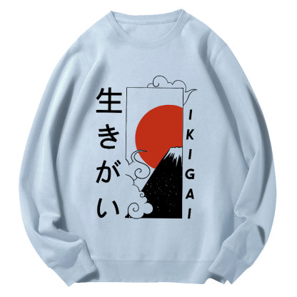 Ukiyo-e Sunrise Round Neck Sweatshirt-Zazasy