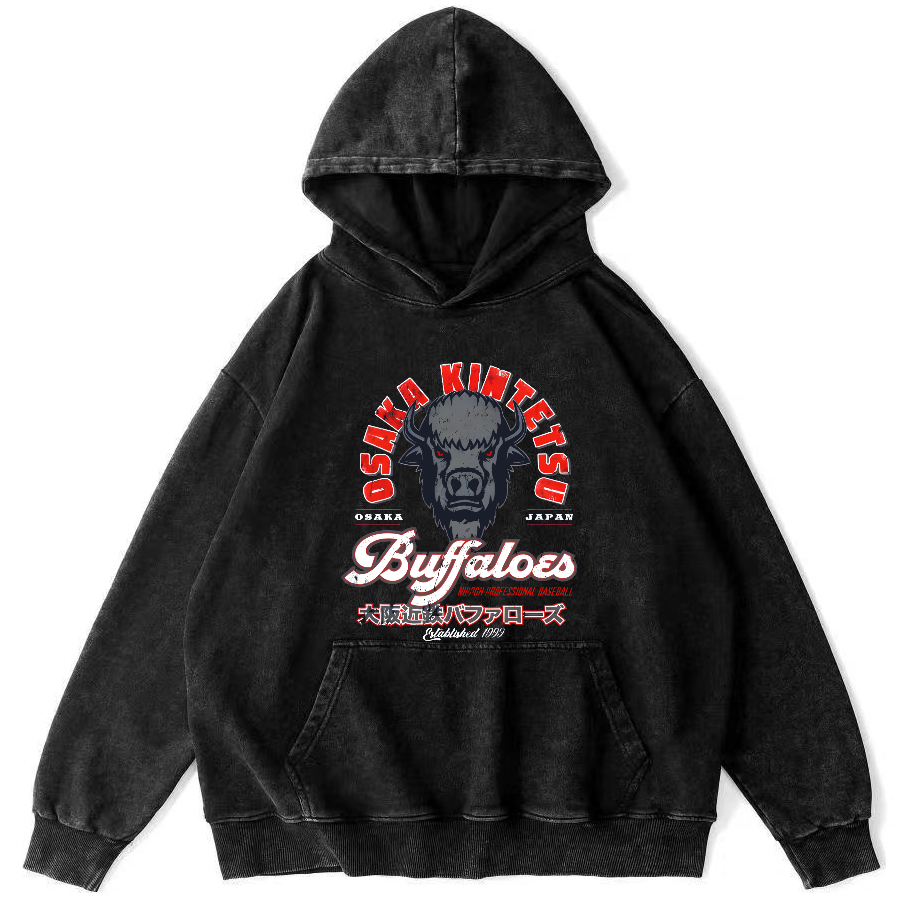 Osaka Kintetsu Buffaloed Vintage Washed Hoodie-Zazasy