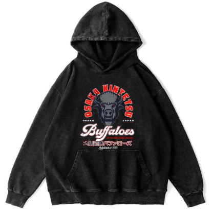 Osaka Kintetsu Buffaloed Vintage Washed Hoodie-Zazasy