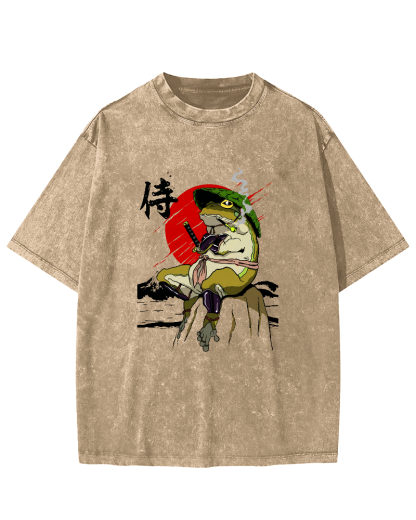Frog Guard Japanese Style Vintage Distressed T-shirt-Zazasy