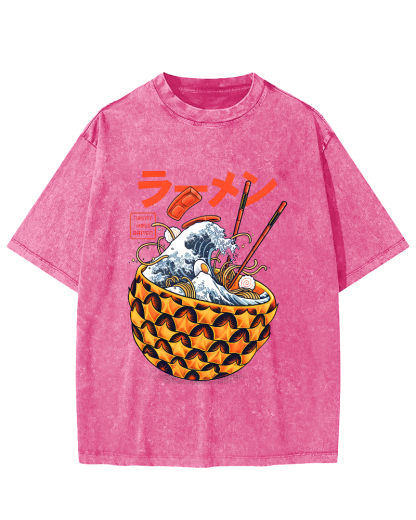 Japanese Lamian Noodles Vintage Washed T-shirt-Zazasy