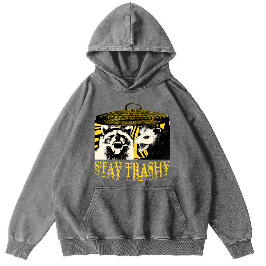 Raccoons and Mice Vintage Distressed Hoodie-Zazasy