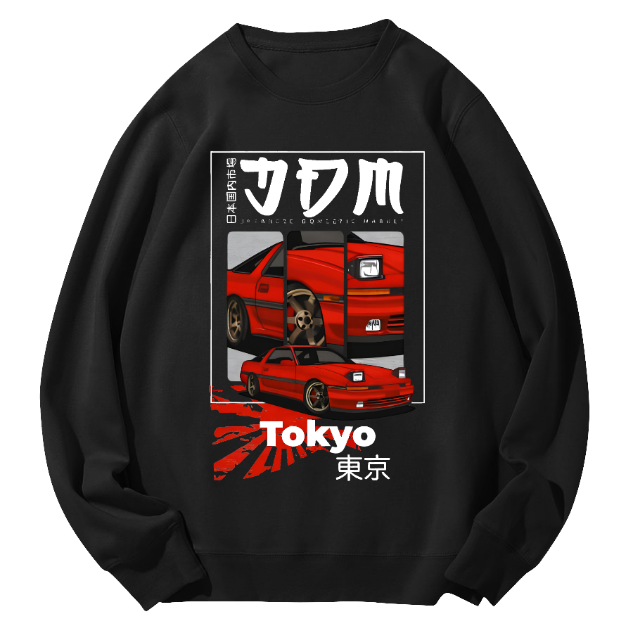 Tokyo Locomotive Market Round Neck Sweatshirt-Zazasy