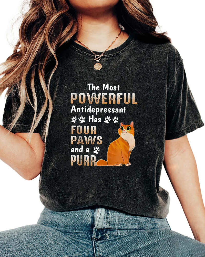 Cute Kitten Leisure Vintage Distressed T-shirt-Zazasy