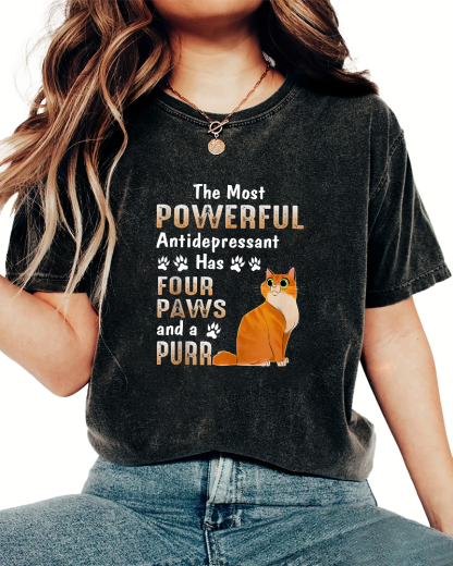 Cute Kitten Leisure Vintage Distressed T-shirt-Zazasy