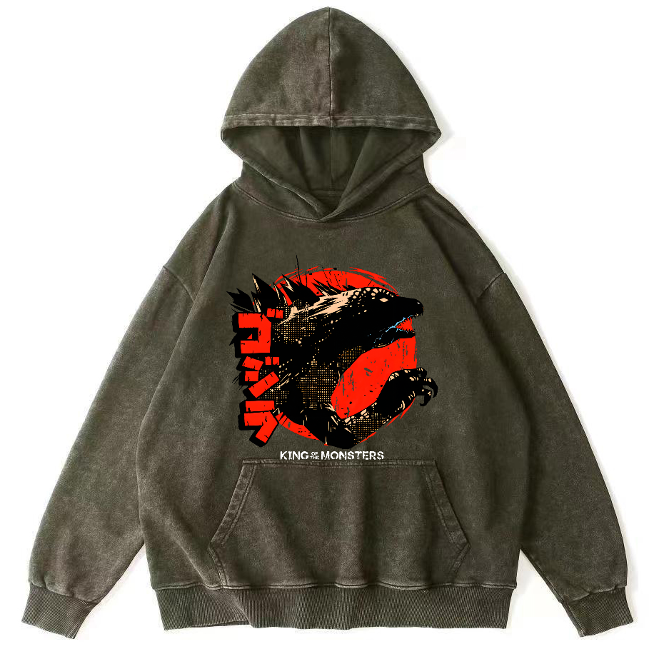 King oF Monsters Vintage Distressed Hoodie-Zazasy