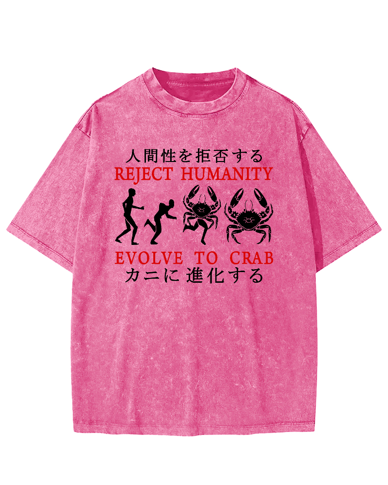 Refusing Human Evolution into Crabs Vintage Washed T-shirt