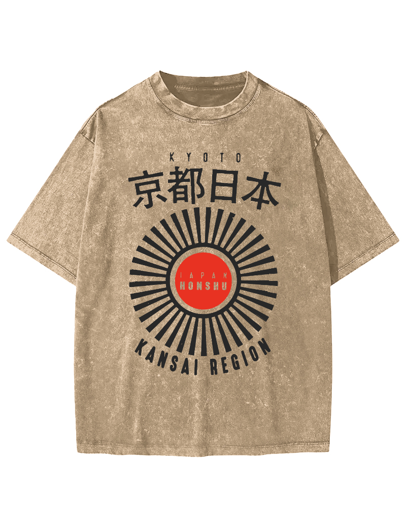 Kyoto, Japan Vintage Washed T-shirt-Zazasy