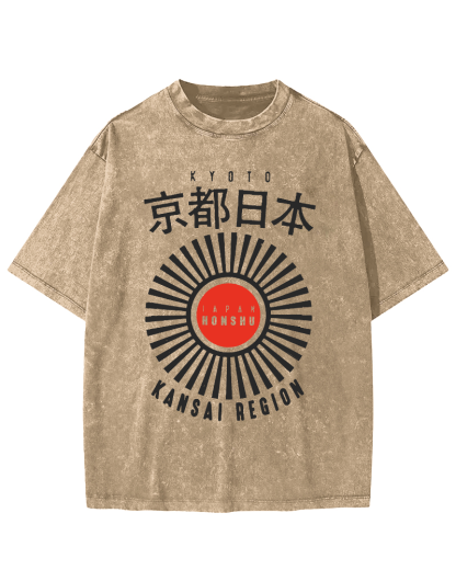 Kyoto, Japan Vintage Washed T-shirt-Zazasy