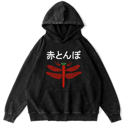 Japanese Dragonfly Vintage Distressed Hoodie-Zazasy