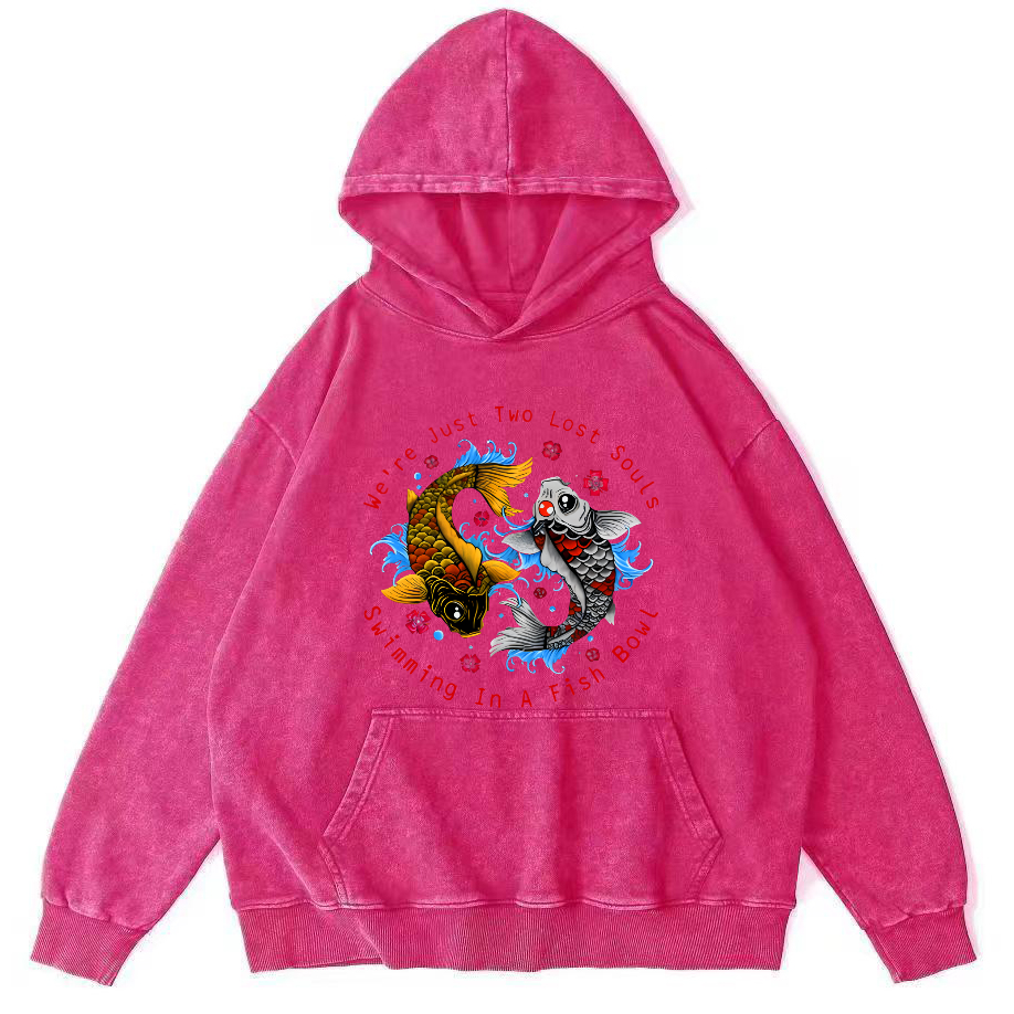 Japanese Koi Fish Vintage Washed Hoodie-Zazasy