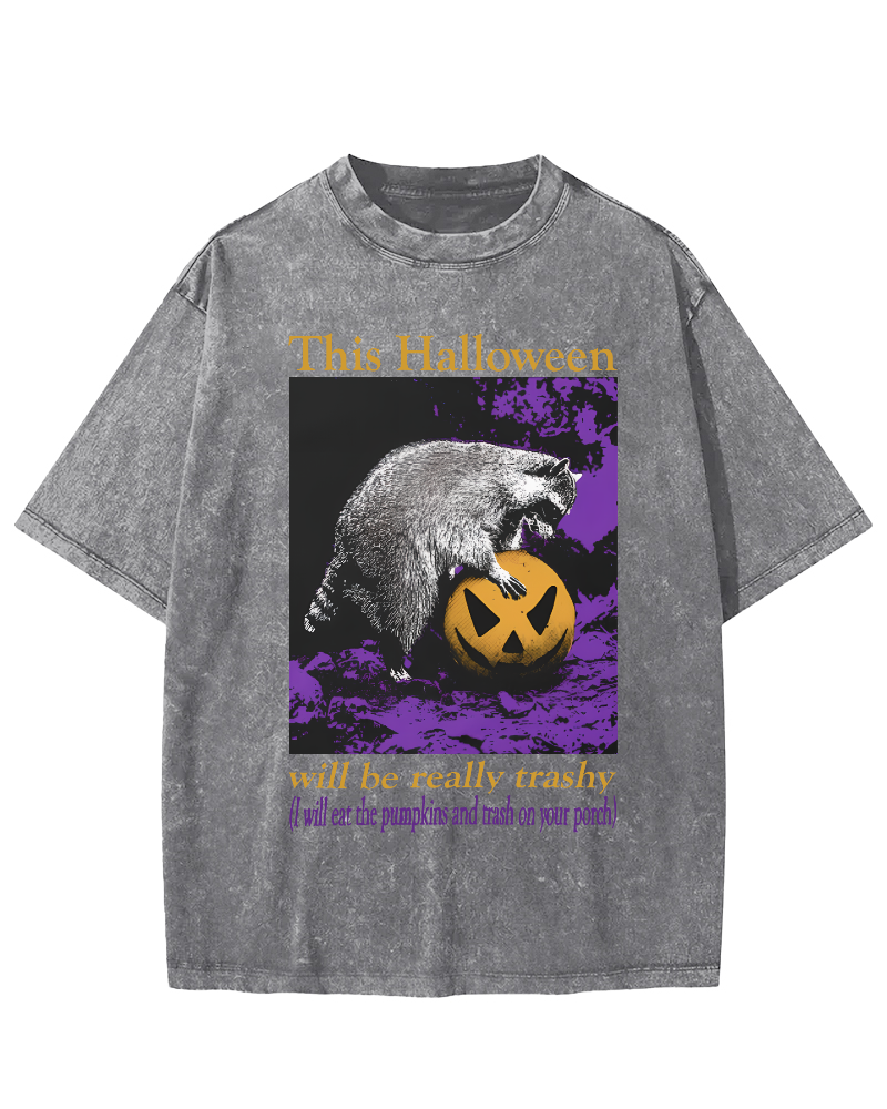 This Year's Halloween Will be a Vulgar Raccoon Vintage Distressed T-shirt-Zazasy