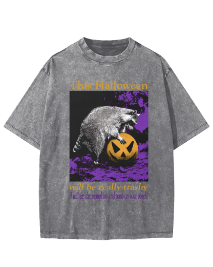 This Year's Halloween Will be a Vulgar Raccoon Vintage Distressed T-shirt-Zazasy