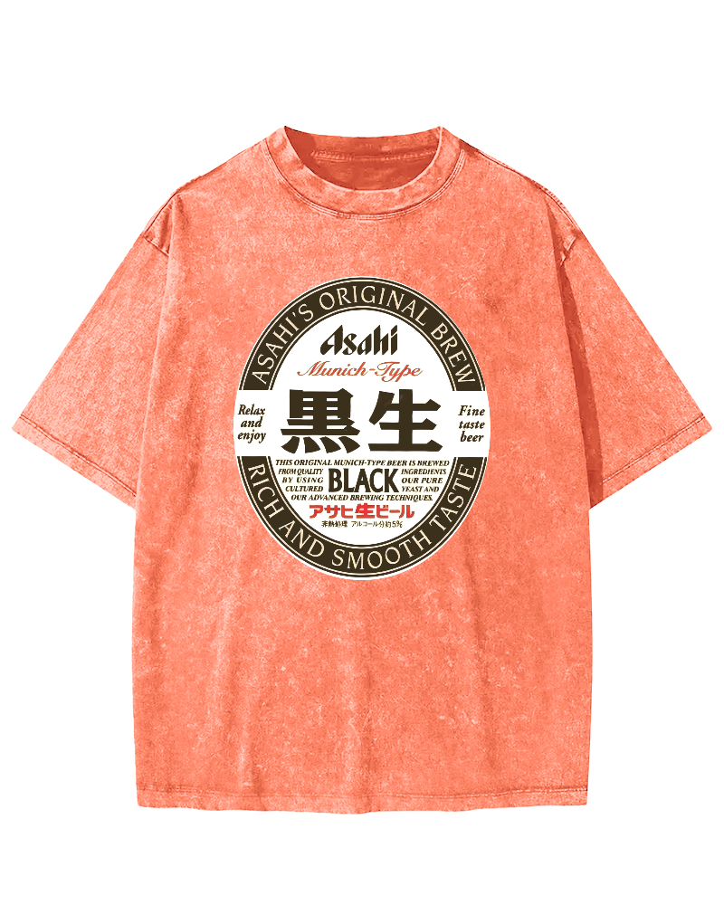 Asahi Nama Beer Black Vintage Washed T-shirt